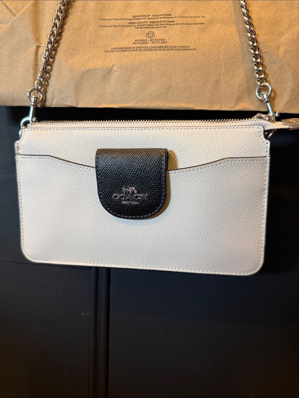 Coach Two-Tone Crossbody Bag — White & Black - Picture 2 of 8